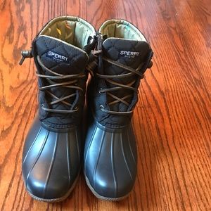 Black Quilted Sperry Duck Boot - Womens